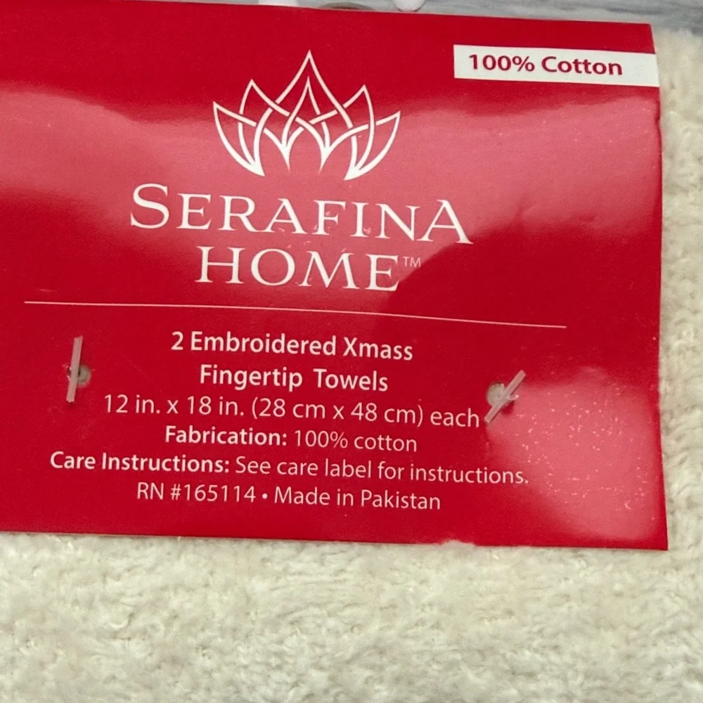 Serifina Home Holiday Towels with Red Poinsettia Embroidery